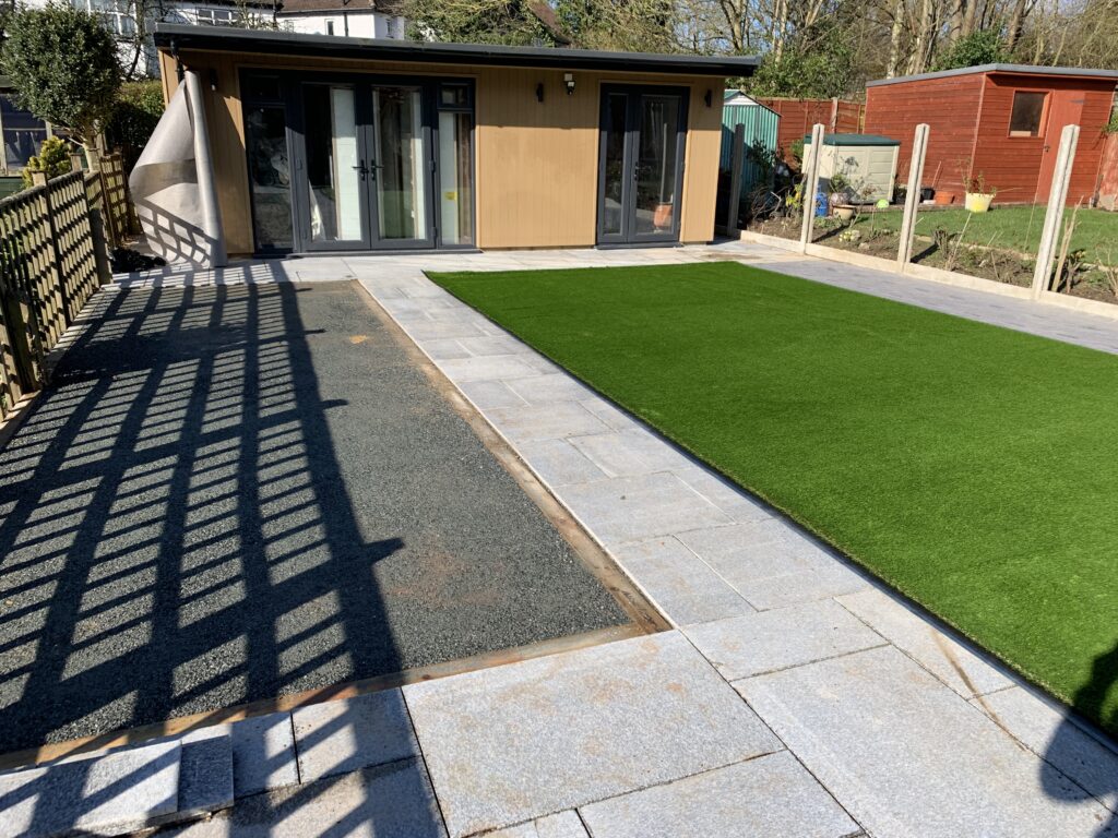 Artificial grass being prepared to be installed