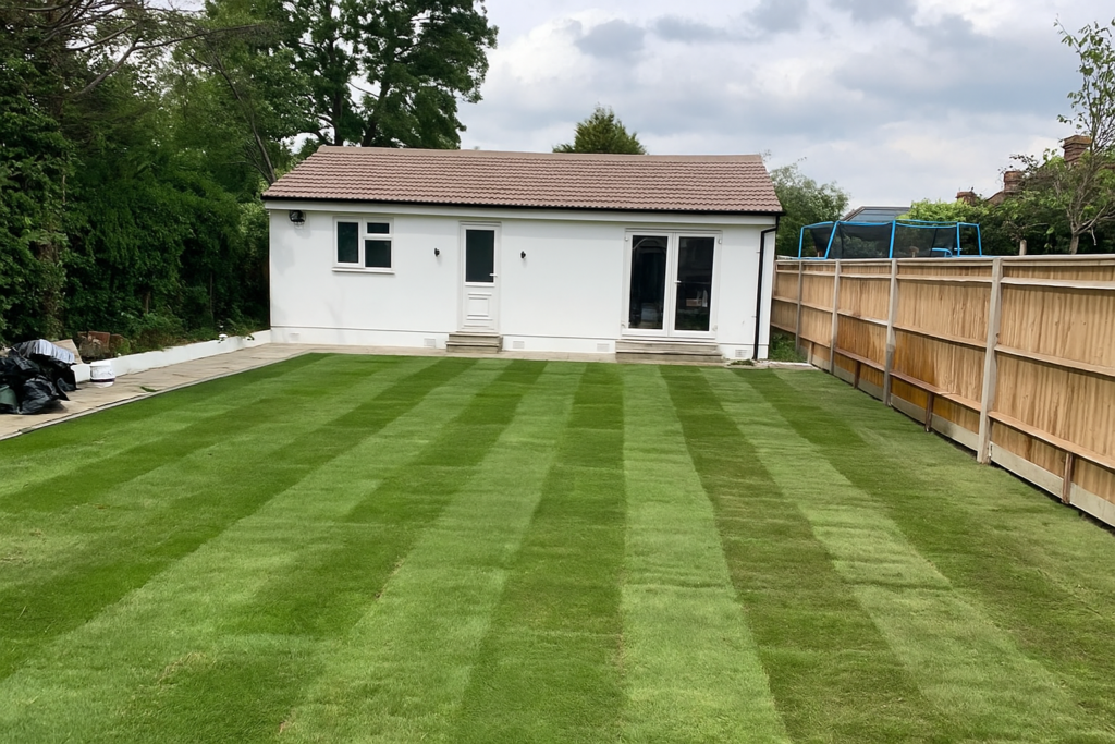 Lawn after professional turfing in London