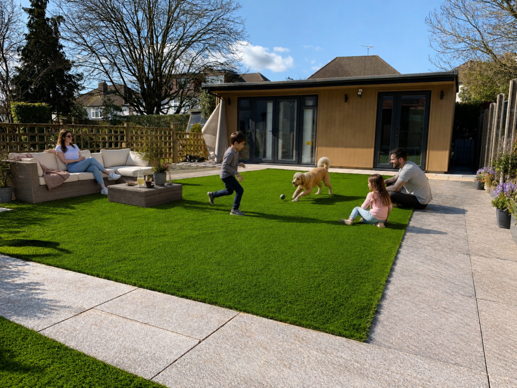 Family time on artificial grass